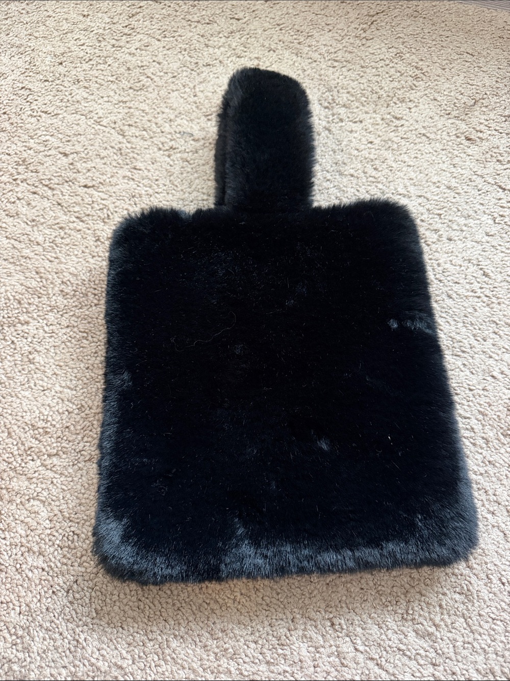 Black Faux Fur Square Handle Tote - Women Bags